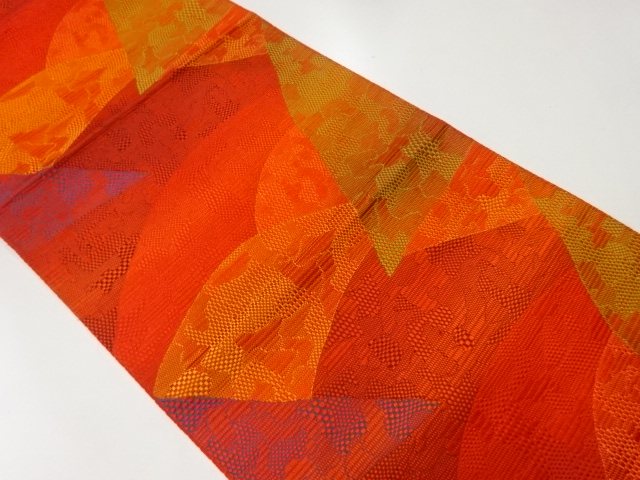 JAPANESE NAGOYA OBI / CHIKUZEN HAKATA / WOVEN ABSTRACT FLOWER